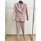 Fongt Professional Fashion Double-Dancing Green Fruit Collar Suit + Nine-Point Trousers Set Two Sets