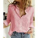 White Shirts Women New Solid Cotton Linen Button Blouses Tops Casual Loose Long Sleeve Lapel Female Shirts Tunic