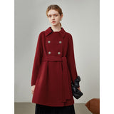 Double Breasted 100% Wool Coat Women Elegant Cashmere Long Winter Coat Female Oversized Vitnage Blend Jacket