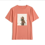 Harajuku Graphic Printed Cotton T Shirts Women Korean Soft Loose Tees Aesthetic Chic Painting Basic Female Tops