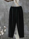 Linen Women's Pants High Waist Loose Harem Pants Casual Fashion Solid Ankle-Length Elastic Waist Women's Classic