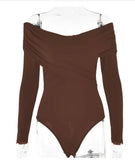 Fongt Spring Autumn New Temperament Fashion V Collar Off-Shoulder Splicing Long Sleeve Slim Joker