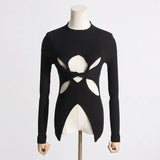 Fongt Style Knitted Women 2025 Spring New Half-High Collar Slimming Thin Knot Hollow High-End Feel