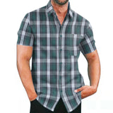 Fongt Lattice Men's Shirt 2025 New Wish Short Sleeve Cardigan Station European Code