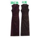 Fongt 2024 New Women's Wear Temperament Pleated Silk Net Slim MIDI Dress 9601541-Outfit