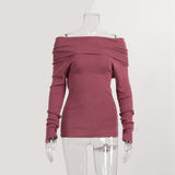 Fongt Knitted Shirt 2025 Spring Women Feel Solid Color Jacket Head Collar Long-Sleeved Knitting Shirt