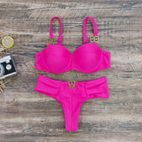 Solid Color Slings With Braided Hard-Packed Swimsuit Women 2025 New