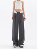 Women's Black Suit Pants Korean Baggy Wide Leg Trousers Vintage Casual Streetwear High Waist Fashion Office Work Bottoms