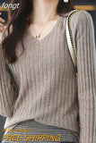 Women Sweater Long Sleeve Top Knitted Pullover V-Neck Fashion Sweater Woman Winter 2023 Basic Female Clothing Soild OL