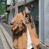 and Autumn American High Street Retro Embroidery Craft Baseball Uniform Men Tide Brand Pu Leather Stitching Jacket-Outfit