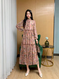 Long-Sleeved Broken Flower Dress-Outfit