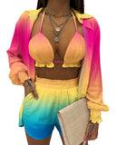 Independent Station New Popular Style Sexy Summer Solid Color Printing 3-Piece Suit Girl-Outfit