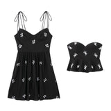 Autumn Flower Embroidered Poplin Blouse 0881034 Halter Skirt 0881404-Outfit