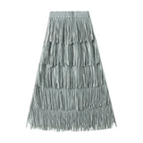 Fongt Folded Tuxedo Skirts Women's Summer New Fried Street Niche Temperament With Thin Half Skirt 0666
