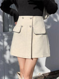 Tweed Sparkle Buttoned Mini Skirt-Outfit