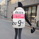 Down Vest Jacket Women Autumn Winter Patchwork Letter Print Stand Collar White Duck Down Waistcoat Lady Outerwear Tank