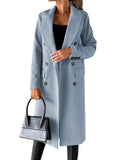 Fongt Women's Spring 2025 New Coat With Hair, Coat Solid Long-Sleeved Double-Buttoned
