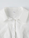 White Slim Waist Short Sleeves Shirts-Outfit