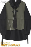 Spring Autumn Women's Two-Piece Sets Streetwear Fashion Tooling Style Vest And Solid Loose Long Sleeve Shirts Female
