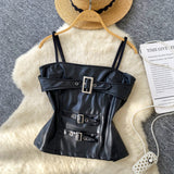 Fongt Sexy Hottie Metal Buckle Sling Sling Small Vest Woman Autumn Bun Bun