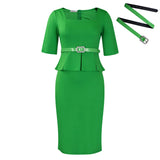 Fongt New Women's Clothing Collar Fashion Temperament Short-Sleeved OL Tongle Lotus Side Waist African Dress