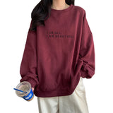 Fongt New Autumn Korean Version Of Hong Kong Style Simple Letter Student Jacket Loose Thin Long-Sleeved Hoodie Women's