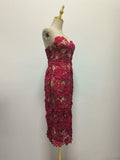 Sexy Long Dress Woman 2025 Spring New Fashion Three-Dimensional Flowers Splicing High-End Feel Breasts