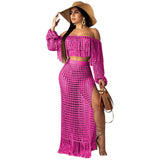 Fongt New Women's Casual Netted Fram Beach Dress 2 Sets-Outfit