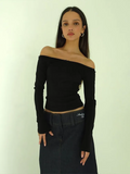 Off-Shoulder Long Sleeve Bow Top-Outfit