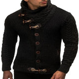 Fongt And Winter Men's Slim High Neck Single Breasted Cardigan Plus-Size Long Sleeve Knit Sweater Men's
