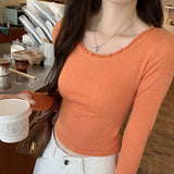 Lace Soft Breathable Thin Long-Sleeved T-Shirt Women's Spring And Autumn 2024 New Underwear