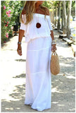 Fongt Summer New Fashion Casual Shoulder Tight Waist Short Sleeve Loose Long
