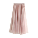 Fongt Long Yarn Skirt Half Dress Girl Autumn And Winter High Waist Long Net Yarn Skirt 100 Folding Skirt A Skirt Fairy Dress 8859