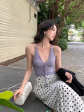 Fongt Xixi 2025 Spring And Summer New Golden Wind Pure Temperament With Knitted Bottom Slings Vest Women 25133