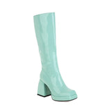 Waterproof Platform Candy Color High Boots-Outfit