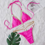 Fongt 2025 New Bikini Crystal Diamond Body Chain Decoration Swimsuit Strap Split Beach