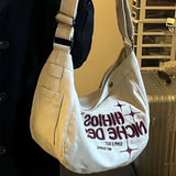Embroidered Large Canvas Crossbody Bag-Outfit