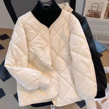Korean Small Light Down Cotton Jacket Female Light Short Loose 2024 New Version Of Korean Baseball Jacket Female-Outfit