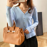 Fongt New Spring And Fall Thin Knit Women's Cardigan Long Sleeve V Neck Short Sweater Small Shawl Coat Jacket-Outfit