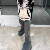 High Waist Flare Jeans Vintage Striped Denim Pants Y2k Harajuku Bell Bottom 2000s Skinny Mopping 90s-Outfit