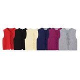 Summer Bow Bow V-Collar Sleeveless Knitted Vest 5698506-Outfit