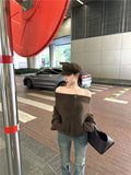 Off-Shoulder Zipper Knitted Jacket-Outfit