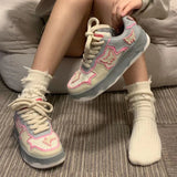 Aesthetic Butterfly Bat Patchwork Sneakers-Outfit