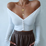 Fongt 2025 Spring New Women's Sexy Pure Color V-Neck Knitted Top T-Shirt Girl