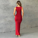 Fongt And Summer 2024 Women's New Temperament Dress French One Word Collar Slim Solid Color