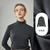 Women Pile Collar Solid Bottoming Shirt White Office Temperament Undershirt Women Winter Commuter Sweater