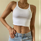 New Early Winter Women's Wear Solid Color Slim U-Shaped Collar Show Thin Threaded Sling Small Vest-Outfit