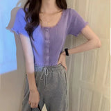 Fongt Salt Gentle Lace Short-Sleeved T-Shirt Knit New Comfortable Small High-Waist Short