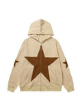 Star Zip Up Oversized Hoodie-Outfit