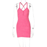 Sexy Sleeveless Mini Dresses Autumn 2021 Party Club Cute Outfits Harajuku Halter V Neck Button Backless Bodycon